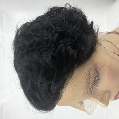 China Wholesale T Piece Brazilian Short Bob Lace Frontal Human Hair Pixie Cut Lace Frontal Human Hair Wig Water Wave Wigs for sale