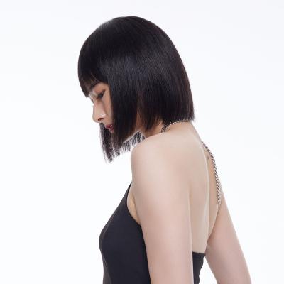 China Silky Straight Short Bob Wig With Bangs Brazilian Virgin Hair Wave Bone Straight Hair Wigs Wigs For Women Cheap Full Remy Machine Made for sale