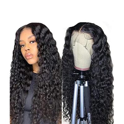 China Sheer Curly Lace Barely Shedding Thick Smooth Soft Human Hair Pre Front Wigs Human Hair Wigs 13x4 Virgin Water Wave Lace 12A Plucked For Women for sale