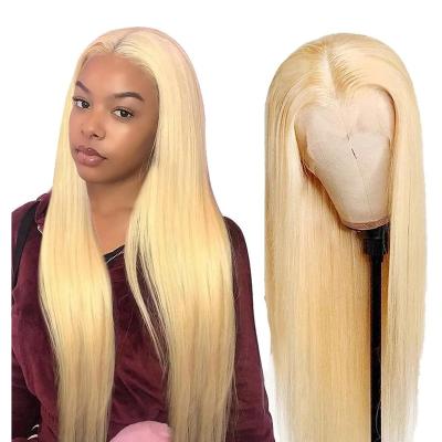 China Honey Blonde Lace Frontal Wig 13x6 HD Silky Straight Human Hair Lace Front Wigs Silky Straight Wave 613 Pre Plucked Remy perucas loira for sale