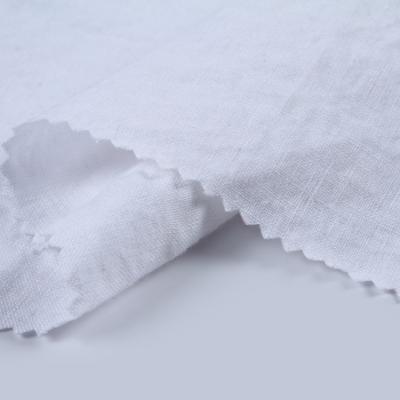 China Shaoxing Sustainable Textile Supplier Woven Plain Dyed Soft White 100% Pure Linen Fabric for sale