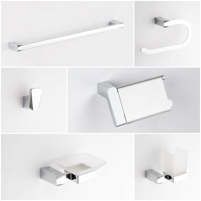 China Sustainable Design Modern Design Square Chrome Bathroom Set Accessories for sale