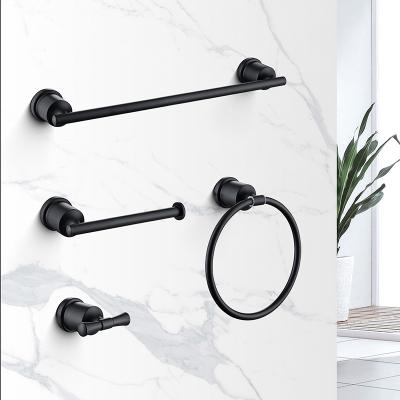 China Durable Luxury Home Designer Hardware 4 Pieces Black Bathroom Accessories Set for sale