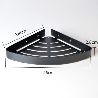 China Wall Mounted Type Black Wall Mounted Bathroom Shower Triangle Storage Drain Basket Storage Rack Corner Shelf for sale