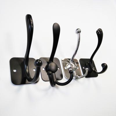 China Sustainable Hot Selling Double Hooks Stainless Steel Coat Hooks Aluminum Alloy Wall Mounted Hook for sale