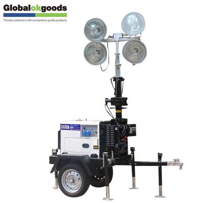 China mobile diesel light tower for mining lighting 25L for sale