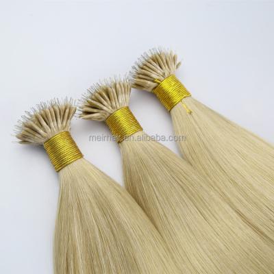 China No rejection. No tangling. Soft. Nano Bonded Virgin Hair Extensions Double Drawn European Blonde Blonde Human Hair Extension Micro Prebonded Shiny Rings for sale