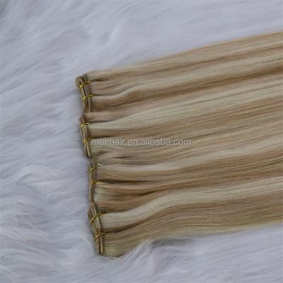 China Wholesale Customized Flat Weft Russian Remy Human Hair Extensions, Double Drawn Silky Straight Wave Color Size Flat Weft Extensions for sale