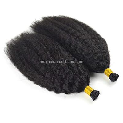 China Afro Wave 26inch I Tip Double Link Remy Russian Hair Extensions Micro Curly Curly Pulled I Tip Wavy Hair Extensions for sale