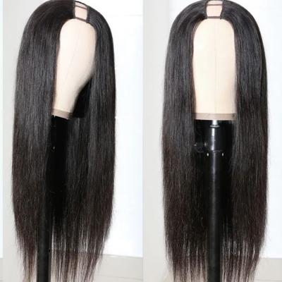 China Glueless Remy Wigs HD Brazilian Cheap Sheer Swiss Lace Silky Straight U Part Human Hair Wigs For Black Women for sale