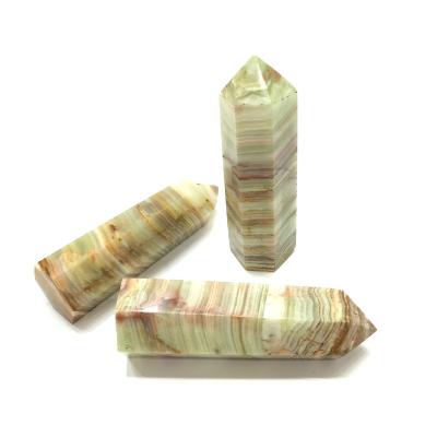 China China Natural Green Onyx Vetro Slice Jade Afghan White Green Crystal Tower For Home Decoration Gifts for sale