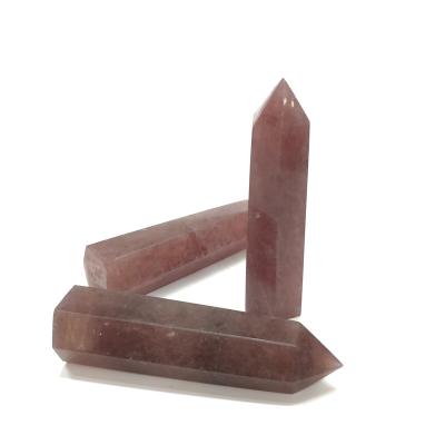 China China High Quality Natural Strawberry Quartz Crystal Tower Point For Home Red Clear Decoration for sale