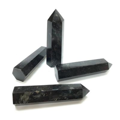 China Natural High Quality Black Fireworks Astrophyllite Crystal Tower For Decoration From China Blue Stripe for sale