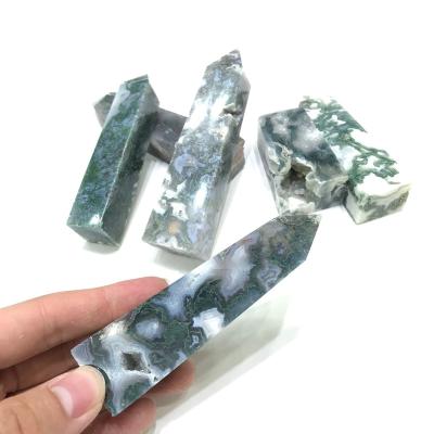 China China Moss Agate Crystal Square Tower Drusilla Natural Green Blue Wholesale For Home Decoration Gifts for sale