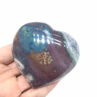 China Red Green Blue Jasper Crystal Heart For Pendant China Natural Healing Ocean Gifts for sale