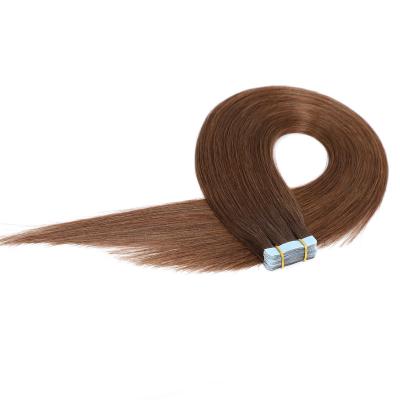 China European Virgin Hair #4 Wave Tape Human Hair Extension Double Drawn Brown Color Wholesale Silky Straight Remy Tape In Hair Extensions for sale