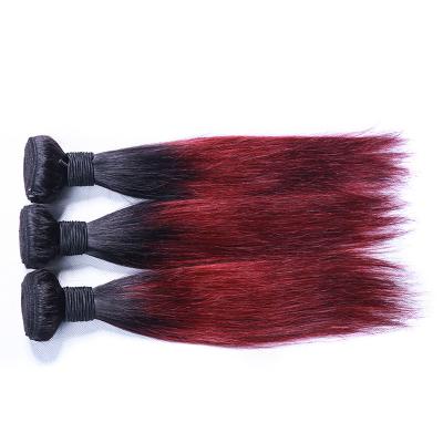 China Wholesale Silky Straight T1B99J Burgundy Red Wave Weave Raw Mink Brazilian Virgin Hair Extension Bundles Cuticle Aligned for sale