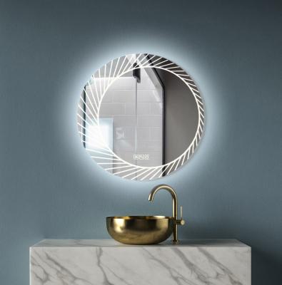 China New Designer Bath Mirror Wall Mounted Round Anti Fog Waterproof Illuminated Waterproof Led Bathroom Mirror for sale