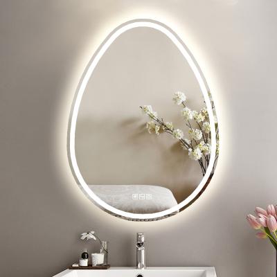 China Water Proof Modern Design Anti Fog Irregular Shape Smart Touch Switch Led Bathroom Vanity Mirror for sale