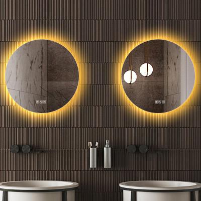 China High Quality Graphic Design Silver Waterproof Round Anti Fog Smart Led Bathroom Mirror for sale