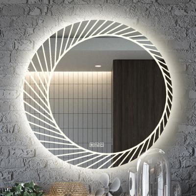 China Bright Warm Tour Shape Anti Fog Bathroom Frameless Smart Waterproof Vanity Mirror With Led Lights for sale