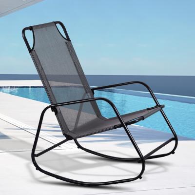 China Eco-friendly\UV Resistant\Water Proof\Weather Resistant Wholesale Metal Steel Garden Relax Rocker Chairs Fashion Aesthetic Lightweight Portable Folding Sunbathing Chair Rest Product for sale