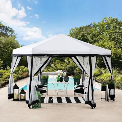 China Durable luxury outdoor modernos garden yardistry aluminum waterproof patio tent pergolas hexagon gazebo tent for camping bbq grill for sale