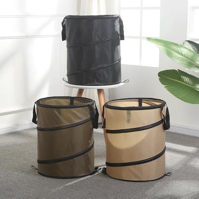 China Eco-Friendly Camp Pop PP Garden Automatic Waste Bag Vertical With Outdoor Trash Storage Sheet Zipper Lid Lawn Waste Reusable Cloth Oxford for sale