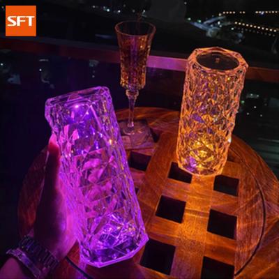 China Modern SFT crystal table lamp rechargeable touch dimming mounted lamp for bar hotel restaurant decorative for sale