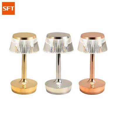 China Latest Modern Glass Table Light SFT PMMA Battery Wireless Table Lamp Restaurant Lamp for sale