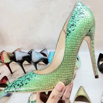 China Snakeskin High Heel Women's Anti-Slippery Cinderella Shoes 12cm 10cm 8cm 6cm Pump Shoe Factory Size 43 Wholesale Big Sale for sale