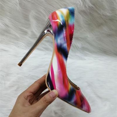 China Anti-slippery Customize 12cm 10cm 8cm 6cm High Heel Graffiti Women Shoes Pump Shoe Factory Big Size 43 for sale