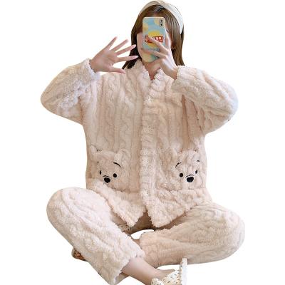 China Wholesale Luxury 2XL Ladies Pajamas High Quality Women Thermal Long Pants Korean Winter Pajamas Women Fuzzy Pajama Set for sale