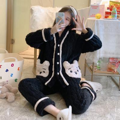 China Winter Women's Pajamas Set Sleepwear Pajamas Suit Comfortable Velvet Korean Blurred Pajamas for sale