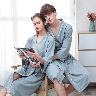 China Adult Waffle Cotton Hotel Quality QUICK DRY Japanese Green Bathrobe Adult High Quality Hotel for sale