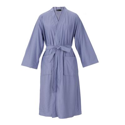 China Wholesale Hotel Bathrobe QUICK DRY Waffle Bathrobe For Man Royal Blue Color Waffle Bathrobe 100% Cotton for sale