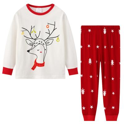 China Breathable Elk Santa Elk Kids Pajamas Long Sleeve Pajamas Soft Christmas Kids Sleepwear Manufacturer for sale