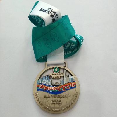 China High Quality Customized Europe Gold Ribbon White Medals Metal Marathon Swimming Sport Award With Ribbon for sale