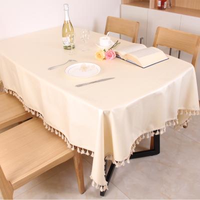 China Waterproof Table Cloth OilProof Wipeable Rectangular Tablecloth With Heavy Duty Tassel Table Cover For Dining Room for sale