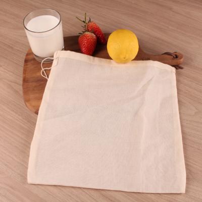 China food & Beverage Factory BOSI Grade 90 12inch x 12inch Nut Good Milk Bag Mesh Cheesecloth Strainer Reusable With Drawstring Food Strainer For Almond for sale