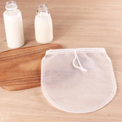 China food & Beverage Factory BOSI Reusable Nylon Nut Milk Bag 200 Micron 23CM*27CM Oval Shape All Purpose Food Strainer Food Grade BPA Free for sale