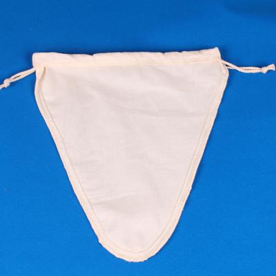 China food & Beverage Plant Organic Double Drawstring V Shape Cotton Nut Milk Bag with Cotton Seams for Yogurt Cheese Nut Milks Tea Coffee for sale