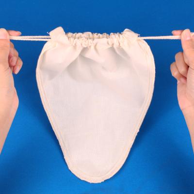 China food & Beverage Factory Customized Logo Double Drawstring Cone Shape Organic Cotton Nut Milk Bag With Cotton Seams For Yogurt Cheese Nut Milks Tea for sale