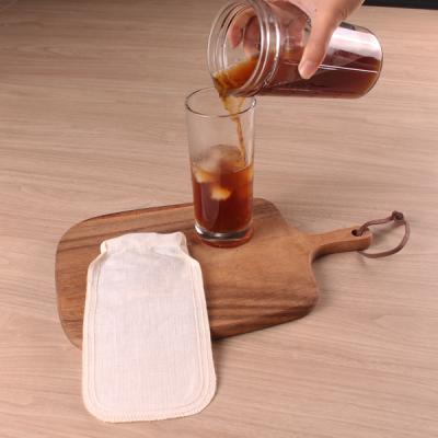 China food & Beverage Factory BOSI 100% Natural Hemp Cold Brew Coffee Filter Bag Food Strainer With Cord OEM Service for sale