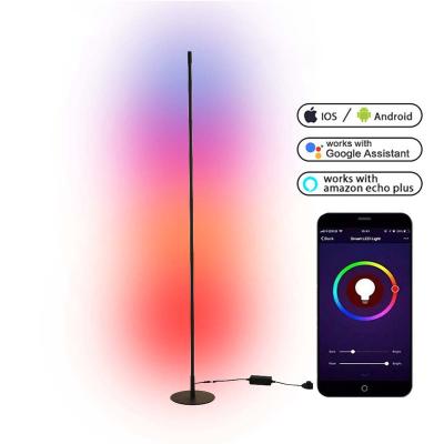 China Creative Home Decor LED Floor Lamp WIFI Dimmable Modern Corner Modern Smart Remote Control Standing Light LED Lamps for sale