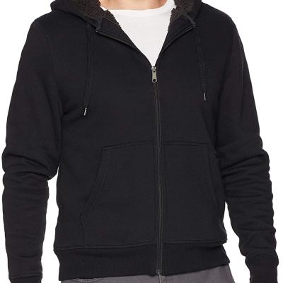 China MI-LING Basics Men's Breathable Sherpa Striped Hooded Full-Zip Fleece Sweatshirt for sale