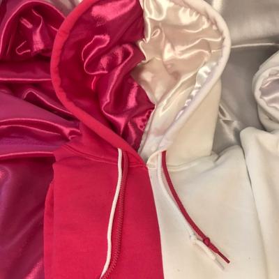 China MI-LING Anti-wrinkle cotton 2 color block split joint hoodies wholesale satin lined split hoodie for sale