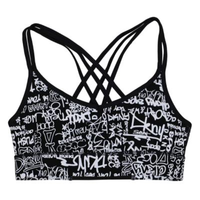 China MI-LING grafiti print sports bra breathable floral strappy yoga bra sports strappy bras for sale