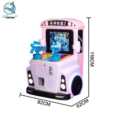 China 2020 Hot Sale Plastic Flashing School Bus Car Kids Coin Operated Ball Shooting Video Capsule Game Machine For Amusement Arcade for sale