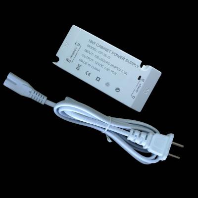 China 12V1.5A Ultra Thin Cabinet Lamp Switch Power Supply/Cabinet/LED Wardrobe LED Light Small Volume Cabinet Lamp Power Adapter for sale